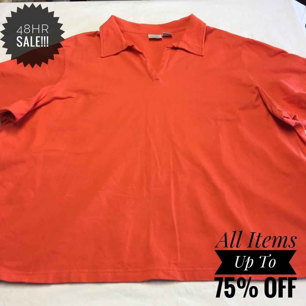 FORLINI INT. PLUS ORANGE 26/28W COLLARD BLOUSE